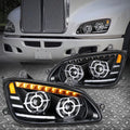 Faro LED DRL con señal de giro secuencial negro para 08-17 Kenworth T660