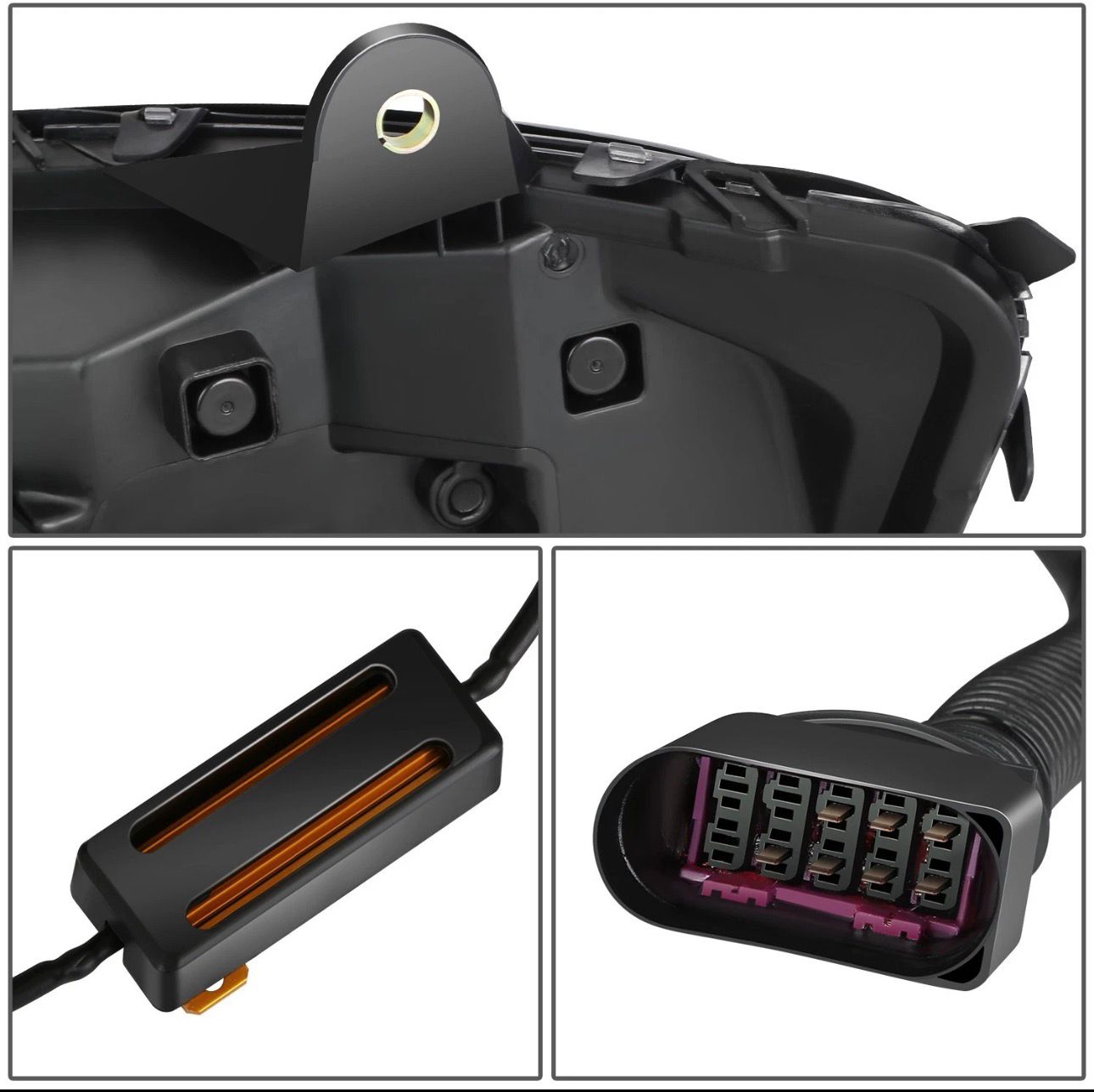 Faro LED DRL con señal de giro secuencial negro para 08-17 Kenworth T660