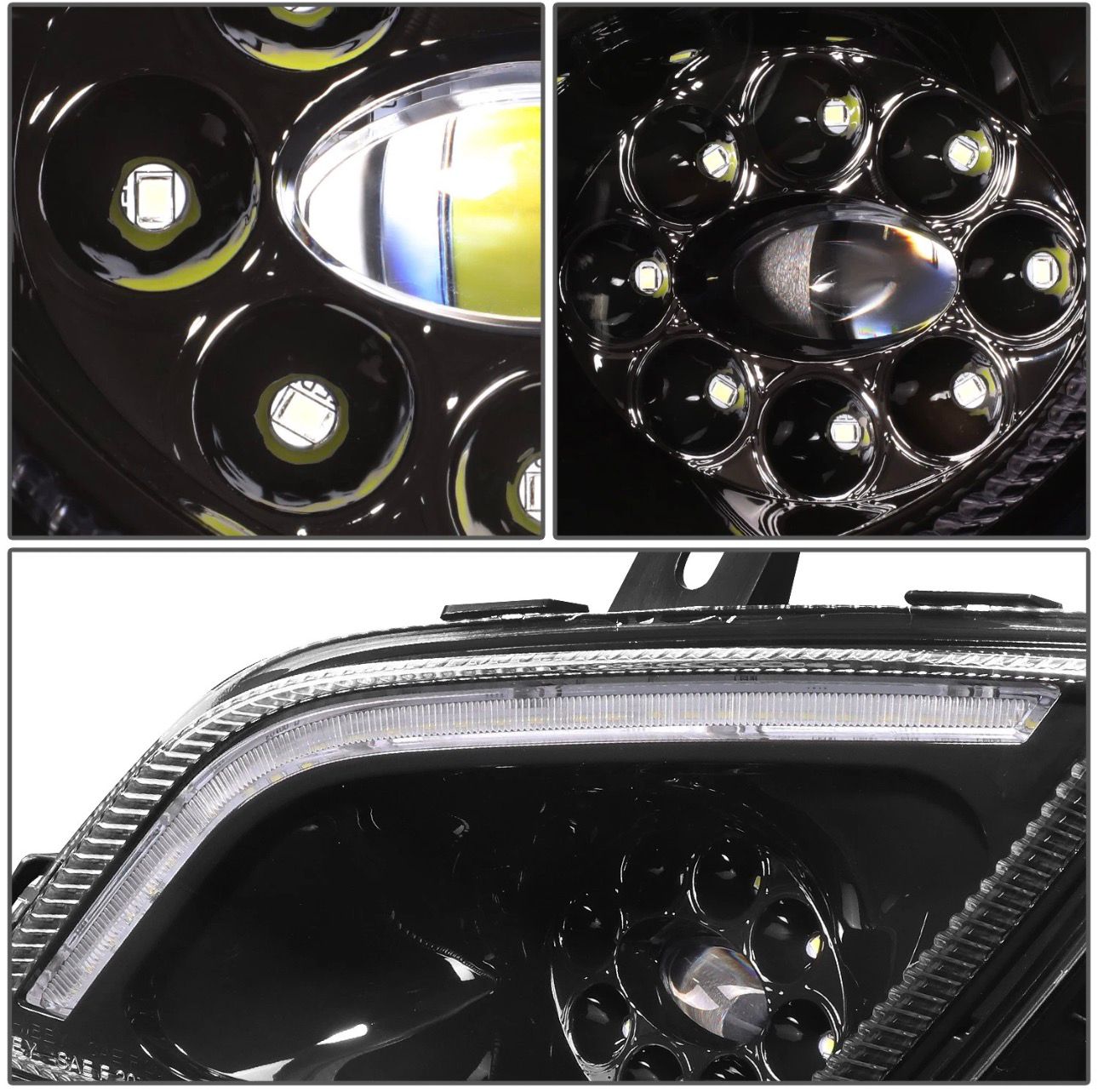 FAROS AUXILIARES PARA FREIGHTLINER CASCADIA 18-24 3D-DRL / LED COMPLETO / ANTINIEBLA NEGRO