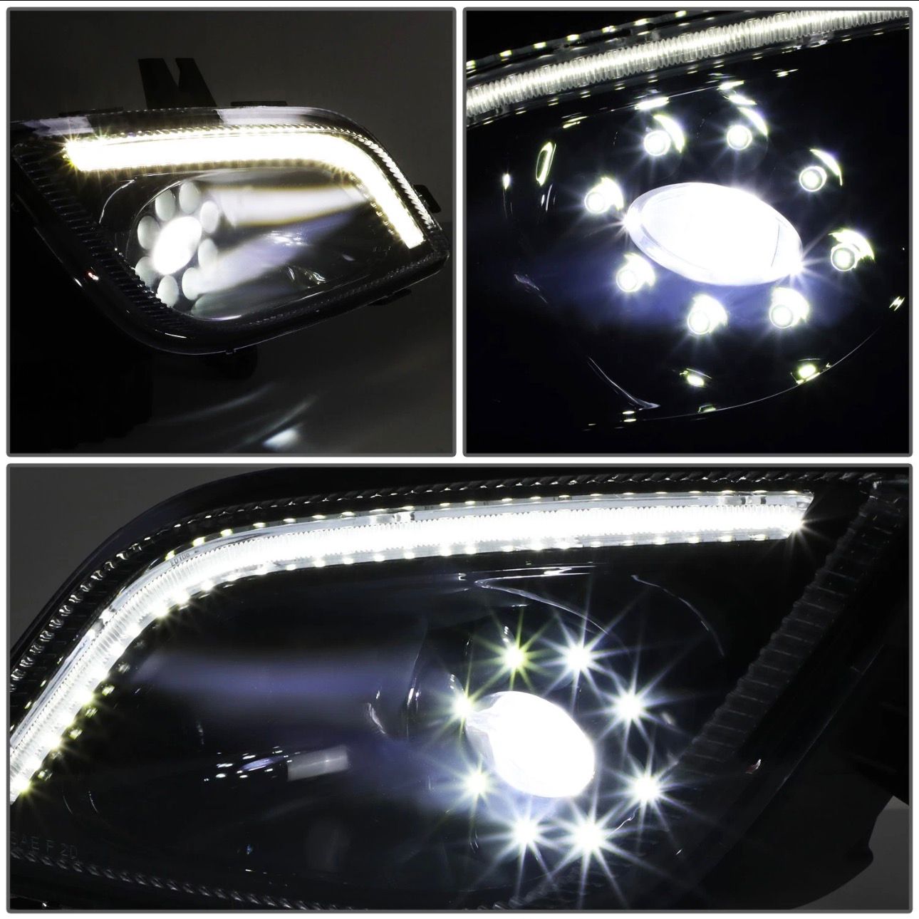 FAROS AUXILIARES PARA FREIGHTLINER CASCADIA 18-24 3D-DRL / LED COMPLETO / ANTINIEBLA NEGRO