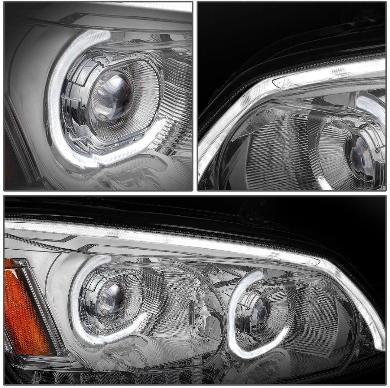 Faro con señal de giro cromado LED DRL para Kenworth 08-19 T170 T370 T660